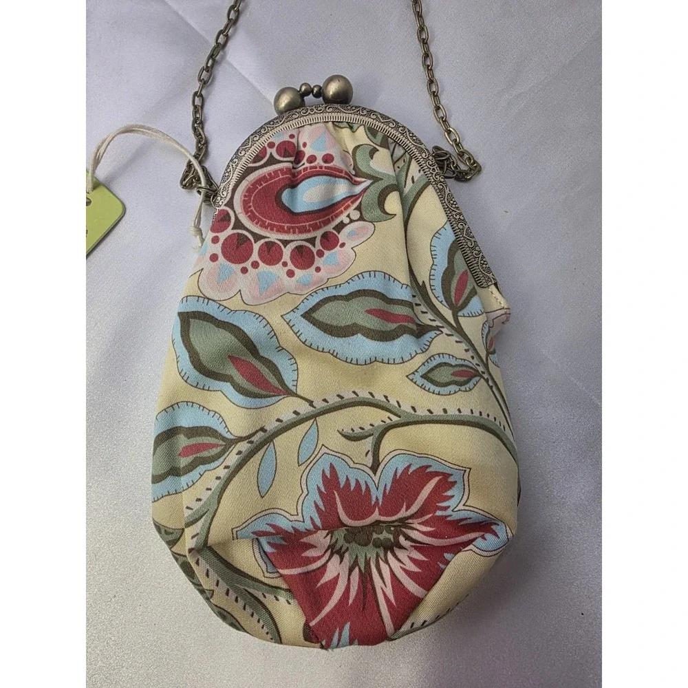 Amy Butler Pretty Lady Mini Crossbody Bag Purse Yellow Floral Chain KissLock NWT
